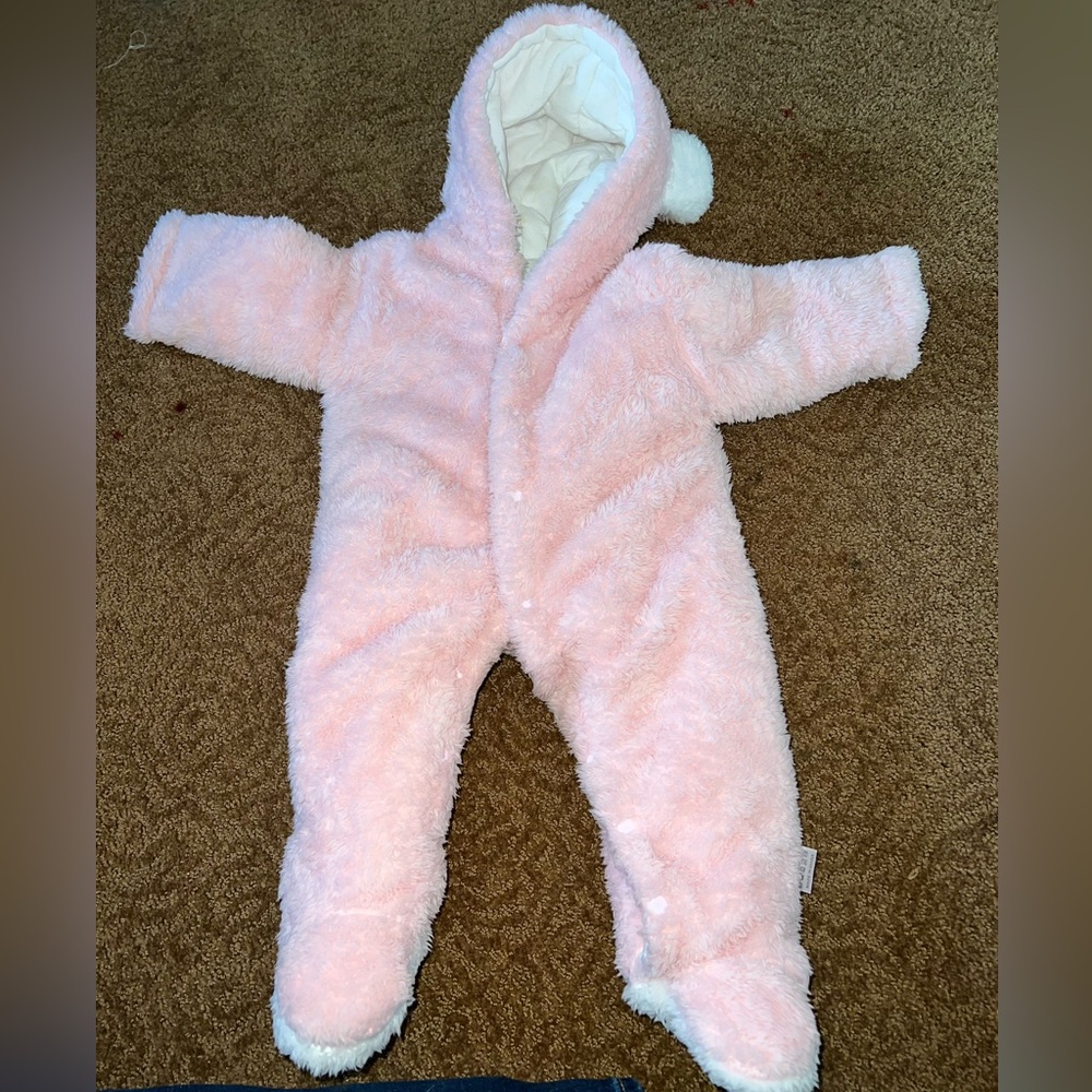 Fuzzy Pink Winter Button Up Suit